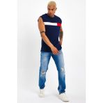 Süperlife Erkek Bisiklet Yaka Regular Fit Garnili Tişort SPR23AT346 - Lacivert - M