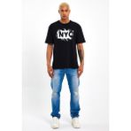Süperlife Erkek Bisiklet Yaka Regular Fit Nyc Baskılı Tişort SPR22TS114 - Siyah - M