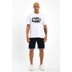 Süperlife Erkek Bisiklet Yaka Regular Fit Nyc Baskılı Tişort SPR22TS114 - White - M