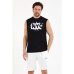 Süperlife Erkek Bisiklet Yaka Regular Fit Nyc Baskılı Tişort SPR22TS124 - Siyah - M