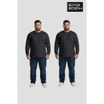 Superlife Erkek Büyük Beden 2'li Set Uzun Kollu 2 Iplik Bisiklet Yaka Tişört SPR26BEA942+2 - BLACK-Siyah - 5XL