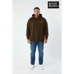 Superlife Erkek Büyük Beden Ar Baskılı Kapüşonlu Sweatshirt SPR26BSW963 - 0-Kahverengi - 4XL