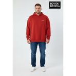 Superlife Erkek Büyük Beden Ar Baskılı Kapüşonlu Sweatshirt SPR26BSW963 - 023-Kırmızı - 6XL