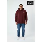 Superlife Erkek Büyük Beden Ar Baskılı Kapüşonlu Sweatshirt SPR26BSW963 - 476-Bordo - 5XL