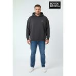 Superlife Erkek Büyük Beden Ar Baskılı Kapüşonlu Sweatshirt SPR26BSW963 - Duman - 4XL