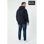 Superlife Erkek Büyük Beden Ar Baskılı Kapüşonlu Sweatshirt SPR26BSW963 - Navy - 6XL