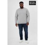 Superlife Erkek Büyük Beden Bisiklet Yaka Kollar ve Etek Ribanalı Ince Sweatshirt SPR26BSW956 - Gri Melanj - 3XL