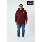 Superlife Erkek Büyük Beden Brooklyn 1970 Baskılı Kapüşonlu Sweatshirt SPR26BSW964 - 476-Bordo - 5XL