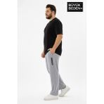 Superlife Erkek Büyük Beden Brooklyn Baskılı Rahat Kesim Lastikli Bel Paça Reçme Eşofman Altı SPR26EA952-2 - 5XL - Gri Melanj