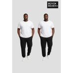 Superlife Erkek Büyük Beden Ikili Jogger Paça Lastikli Ince Eşofman Altı Seti SPR26BEA951+2 - 3XL - 07S-Siyah