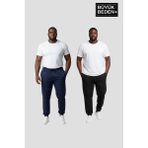 Superlife Erkek Büyük Beden Ikili Jogger Paça Lastikli Ince Eşofman Altı Seti SPR26BEA951+2 - 3XL - Lacivert - Siyah
