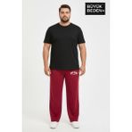 Superlife Erkek Büyük Beden New York Baskılı Rahat Kesim Lastikli Bel Paça Reçme Eşofman Altı SPR26EA952-5 - 5XL - Bordo