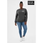 Superlife Kadın Büyük Beden Chef Baskılı Bisilet Yaka Ince Sweatshirt SPR26BSWK956-4 - Smoked - 3XL