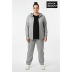 Superlife Kadın Büyük Beden Fermuarlı Kapüşonlu ince Sweatshirt Hırka - Rahat Kalıp SPR26BHR960