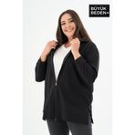 Superlife Kadın Tunik Büyük Beden Fermuarlı Kapşonlu Sweat Hırka SPR26BTK955