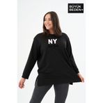 Superlife Kadın Tunik Büyük Beden NY NEWYORK Baskılı ince Sweatshırt SPR26BTK990-1