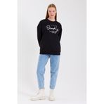 Superlife Süperlife Kadın Bisiklet Yaka Regular Fit El Yazılı Brooklyn İnce Sweatshirt SPR23SWK331
