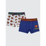 Süperman Erkek Çocuk 2'li Boxer Set 2-10 Yaş Mavi-6-7 Yaş