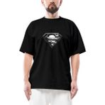 Superman Logo Oversize Siyah Tişört