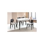 supermoon Mdf Kelebek Açılır Masa Sandalye Takımı-70x110 cm Masa Ve 4 Adet Hasırlı Kuzey Sandalye (Bukle 130)