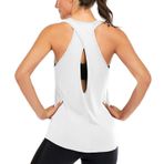 Superora Tanktops Kadın Spor Yoga Racerback Fitness Koşu Antrenmanı Koşu Üstü Kolsuz Tişört Üst, Beyaz, XL