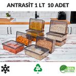 SUPERPUP 10 Adet Antrasit Saklama Kabı 1 Lt BPA İçermeyen Sızdırmaz Tasarım ile Güvenli Saklama