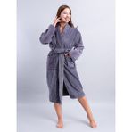 Supersoft Lüks Kadife Kadın Bornoz – Hızlı Kuruyan, Leke Tutmaz & Ekoteks Belgeli - Antrasit - XL