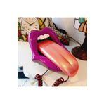 SUPERSTOK Mor Dudak Dil Şeklinde Ev Telefonu Dekoratif İlginç Hediyelik Popart Dekor Koleksiyon Obje