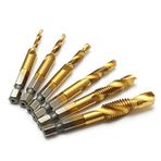 SUPERTOOL 6 Parça Matkap Ucu Seti El Musluğu Matkap Altıgen Şaft HSS Vida Spiral Nokta Diş Metrik Fiş Delik Matkap Uçları M3 M4 M5 M6 M8 M10 El Aleti Seti Delmek için Çelik Ahşap Gümüş