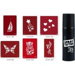 Supertrend Anka Kedi Spray Tattoo Geçici Sprey Dövme Seti - Siyah