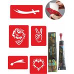 Supertrend Kılıç Joker Desenleri Hint Kınası ile Geçici Dövme Yapma Seti - Kırmızı