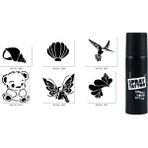 Supertrend Peluş Çiçek Spray Tattoo Geçici Sprey Dövme Seti - Siyah