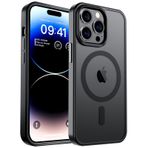 SUPFINE iPhone 14 Pro Max için Manyetik Kılıf [MagSafe ile Uyumlu] [10 FT Askeri Sınıf Düşme Koruması] İnce Yarı Saydam Mat Darbeye Dayanıklı Parmak İzi Önleyici Telefon Kılıfı, Mat Siyah