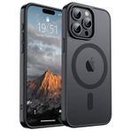 SUPFINE iPhone 15 Pro için Manyetik Kılıf [MagSafe ile Uyumlu] [10 FT Askeri Sınıf Düşme Koruması] İnce Yarı Saydam Mat Darbeye Dayanıklı Parmak İzi Önleyici Telefon Kılıfı, Siyah