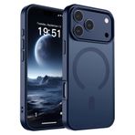 SUPFINE iPhone 17 Pro için Manyetik Kılıf (MagSafe ile Uyumlu) (Askeri Sınıf Düşme Koruması) Yarı Saydam Mat Darbeye Dayanıklı Parmak İzi Önleyici Telefon Kılıfı, Koyu Mavi