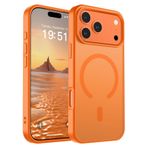 SUPFINE iPhone 17 Pro Max için Manyetik Kılıf (MagSafe ile Uyumlu) (Askeri Sınıf Düşme Koruması) Yarı Saydam Mat Darbeye Dayanıklı Telefon Kılıfı, Yıldızlı Turuncu