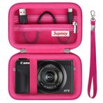 Supmay Hard Travel Case Canon Powershot G7 X Mark II/G7 X Mark III dijital kamera için, fermuarlı koruyucu saklama çantası, pil, şarj kablosu ve diğer aksesuarlar için file çanta, gül kırmızısı