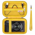 Supmay Hard Travel Case Canon Powershot G7 X Mark II/G7 X Mark III dijital kamera için, fermuarlı koruyucu saklama çantası, pil, şarj kablosu ve diğer aksesuarlar için file çanta, sarı
