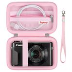 Supmay Hard Travel Case Canon Powershot G7 X Mark II/G7 X Mark III dijital kamera için, Pembe., Valiz