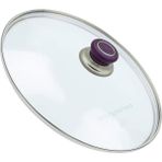 Süppürge Tencere Ile Uyumlu Sahan Tava Cam Kapağı Kapak 32 cm Mor Tutma Tepesi - 1