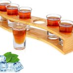 SuproBarware Likör bardağı seti, 3 cl tutucu ve likör bardakları, 1 oz/30 ml içecek servis tahtası, düzenleyici, 6 delik, şeffaf camlı, 6 adet, likör-shots tekila viski brendi votka rom ev, parti bar için hediye