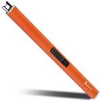 SUPRUS Işıklı çakmak, karanlıkta parlar, elektrikli çakmak, mum çakmağı, şarj edilebilir USB ark çakmağı, güvenlik kilitli, rüzgar geçirmez, alevsiz plazma, mum ızgarası için (turuncu)