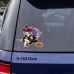 Süpürgeli Cadı Araba Sticker Oto 15 Cm Arka Cam