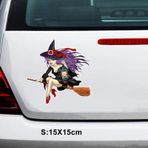Süpürgeli Cadı Araba Sticker Oto Yapıştırma 16 Cm