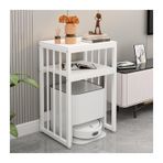 Süpürücüler Raf Balık Tutma Küveti Rafı Tekerlekli Mobil Depolama Rafı Saklama Dolabı(White Shelf+White)