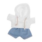 SUPVOX 1 Set Sevimli Ayı Bebek Kapşon Ve Kot Kıyafet Peluş Hayvan Giysileri Günlük Bebek Giyim Güzel Bebek Kapşonlu Ceket Ve Pantolon 20 Cm Mini Peluş Oyuncaklar