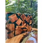 Sur Ahşap Epoksi Zeytin Ağacından El Yapımı Ahşap Epoksi Sunum Tepsi / Düğün/nişan - 30*19 cm - Yeşil