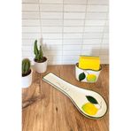 Şura Mutfak Kaşıklık ve Süngerlik Mutfak Seti, Turkuaz, Plastik, Limon Desenli, Süngerli, Pratik Temizleme