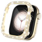 Surace Apple Watch Case 44 mm ile Uyumlu Metal Kılıf, iWatch Serisi 6/5/4 SE 44 mm için Tam Bling Kristal Elmas Metal Yüz Kapağı Koruyucu Kılıf Tampon Kılıfı, Altın