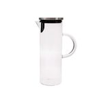 Sürahi Borosilikat Cam Sürahi Paslanmaz Çelik Filtre Kapaklı Şeffaf Cam Demlik Ev Yapımı Buzlu Çay ve Meyve Suyu için - 1800 ml Sıcak/Soğuk Su Sürahi